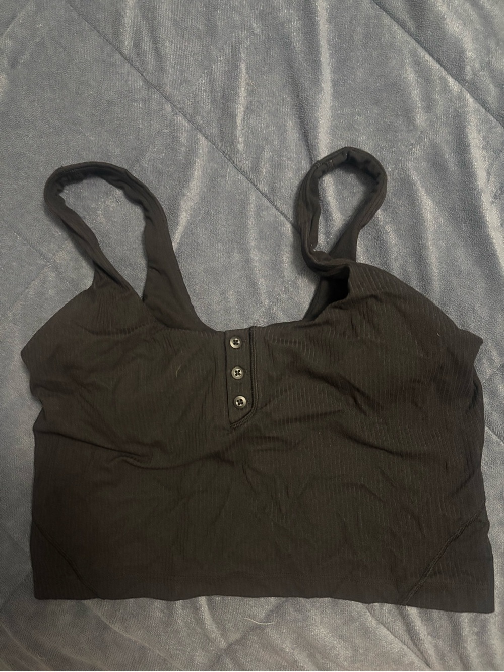 lululemon athletica Black Ribbed Button-Front Sports Bra